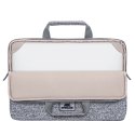 Etui na laptop 13,3" RIVACASE Anvik, jasny szare, z uchwytem, z materiału wodoodpornego, pluszowe wnętrze, tylna kieszeń na smar