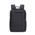 RIVACASE PLECAK NA LAPTOP 15,6" CENTRAL, CZARNY, 15L, Z POLIESTRU, KIESZENIE NA TABLET 10,1", SMARTFON, DOKUMENTY I AKCESORIA