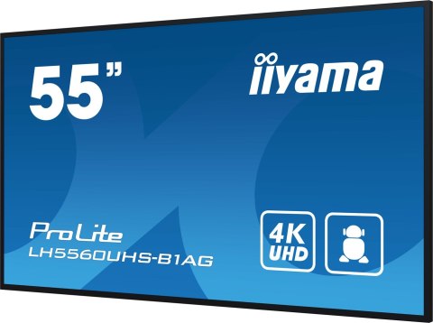 Iiyama LH5560UHS-B1AG signage display Cyfrowa tablica A 139,7 cm (55") LED Wi-Fi 500 cd/m2 4K Ultra HD Czarny Procesor wbudowany Iiyama LH5560UHS-B1AG signage display Cyfrowa tablica A 139,7 cm (55") LED Wi-Fi 500 cd/m2 4K Ultra HD Czarny Procesor wbudowany