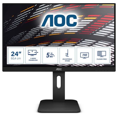 Monitor AOC 24P1 (23,8"; IPS/PLS, WLED; FullHD 1920x1080; DisplayPort, HDMI, VGA; kolor czarny) Monitor AOC 24P1 (23,8"; IPS/PLS, WLED; FullHD 1920x1080; DisplayPort, HDMI, VGA; kolor czarny)