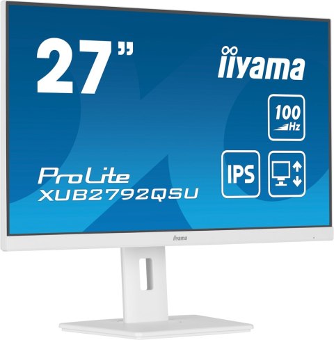 Iiyama ProLite XUB2792QSU-W6 monitor komputerowy 68,6 cm (27") 2560 x 1440 px Wide Quad HD LED Biały Iiyama ProLite XUB2792QSU-W6 monitor komputerowy 68,6 cm (27") 2560 x 1440 px Wide Quad HD LED Biały