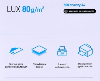 Papier xero ksero biurowy POLLUX (A4; 80g/m2; 500 szt.arkuszy; kolor biały, matowy)