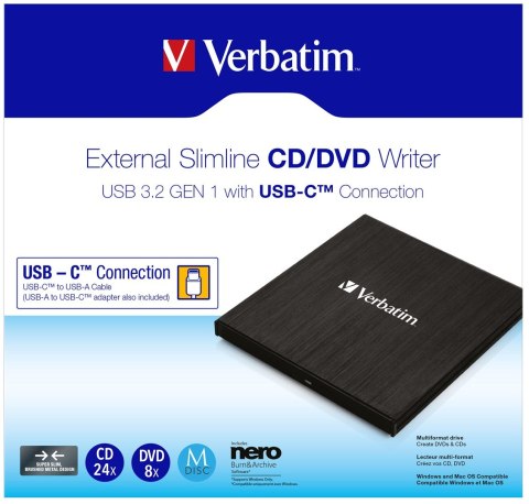 Zewnętrzny napęd CD/DVD Verbatim EXTERNAL SLIMLINE Zewnętrzny napęd CD/DVD Verbatim EXTERNAL SLIMLINE