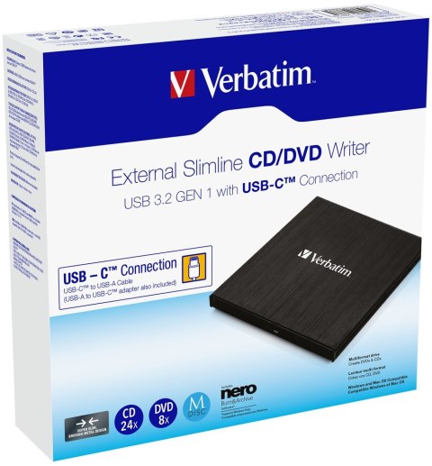 Zewnętrzny napęd CD/DVD Verbatim EXTERNAL SLIMLINE Zewnętrzny napęd CD/DVD Verbatim EXTERNAL SLIMLINE
