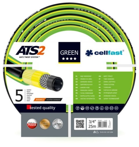 Wąż ogrodowy Cellfast 15-120 GREEN ATS2™ 3/4" 25m Wąż ogrodowy Cellfast 15-120 GREEN ATS2™ 3/4" 25m