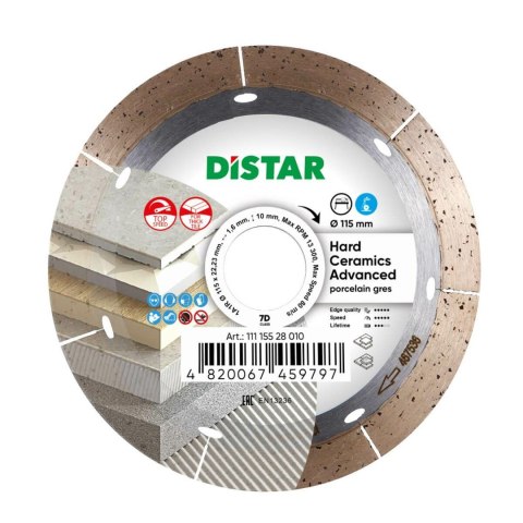 DISTAR TARCZA DIAMENTOWA HARD CERAMICS ADVANCED 115 x 1,6 x 10 x 22,23mm DISTAR TARCZA DIAMENTOWA HARD CERAMICS ADVANCED 115 x 1,6 x 10 x 22,23mm