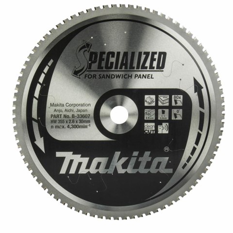 MAKITA PIŁA TARCZOWA 355x30x80z SPECJALIZED PŁYTY WARSTWOWE MAKITA PIŁA TARCZOWA 355x30x80z SPECJALIZED PŁYTY WARSTWOWE