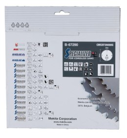 T.C.T. tarcza Makita B-67240 260X2.15X30mm 10° T80 EFFICUT