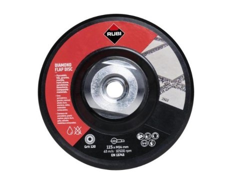 TARCZA DO POLEROWANIA RUBI 115MM 100/120 32927 TARCZA DO POLEROWANIA RUBI 115MM 100/120 32927