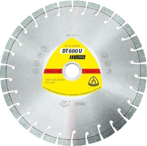 Tarcza diamentowa segmentowa 230mm x 2,6mm x 22,2mm DT600U beton zbrojony, krótki ząb (20mm) Tarcza diamentowa segmentowa 230mm x 2,6mm x 22,2mm DT600U beton zbrojony, krótki ząb (20mm)