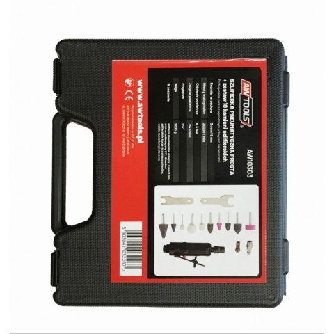 Szlifierka prosta pneumatyczna AWTOOLS AW10303 + akcesoria / walizka Szlifierka prosta pneumatyczna AWTOOLS AW10303 + akcesoria / walizka