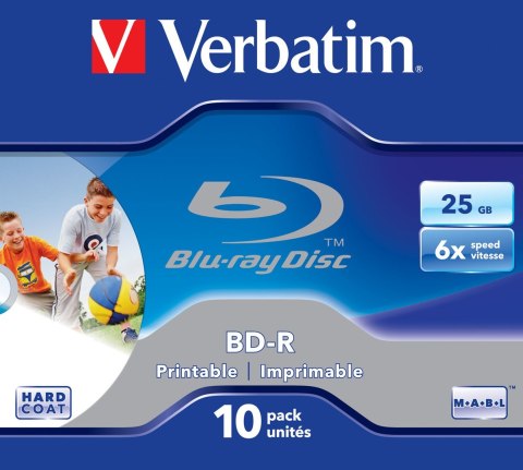 Verbatim BD-R SL 25GB 6x Printable 10 Pack Jewel Case 10 szt. Verbatim BD-R SL 25GB 6x Printable 10 Pack Jewel Case 10 szt.