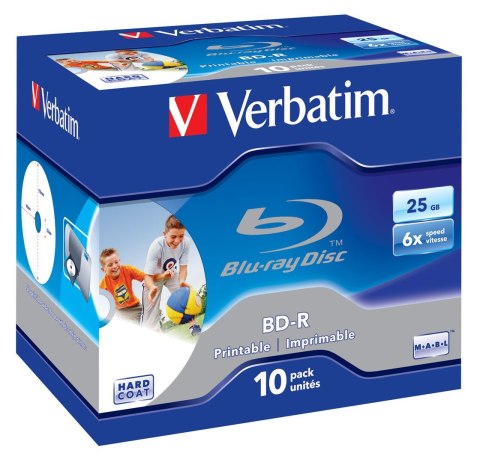 Verbatim BD-R SL 25GB 6x Printable 10 Pack Jewel Case 10 szt. Verbatim BD-R SL 25GB 6x Printable 10 Pack Jewel Case 10 szt.