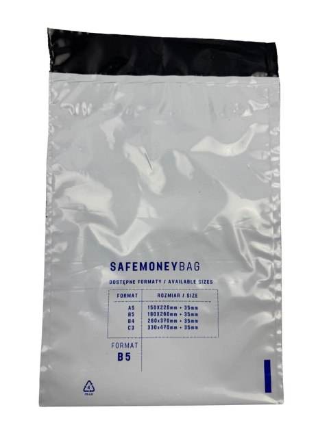 SAFEMONEYBAG Koperty bezpiecznie depozytowe transparent B4 260mmx370mm+35mm 100 szt SAFEMONEYBAG Koperty bezpiecznie depozytowe transparent B4 260mmx370mm+35mm 100 szt