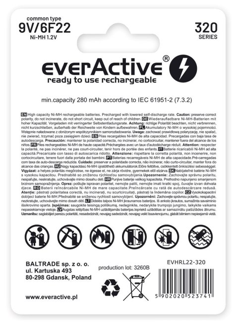 Zestaw akumulatorków everActive EVHRL22-320 (320 mah ; Ni-MH) Zestaw akumulatorków everActive EVHRL22-320 (320 mah ; Ni-MH)