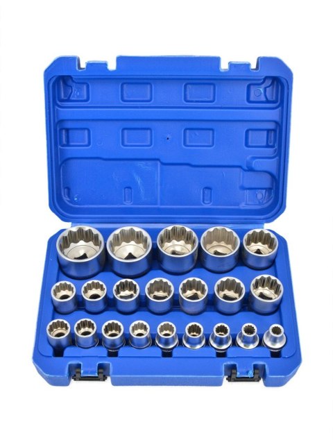 ZESTAW NASADEK SPLINE 21el. 12-KĄT. 1/2" 8-36mm /SILVER ZESTAW NASADEK SPLINE 21el. 12-KĄT. 1/2" 8-36mm /SILVER