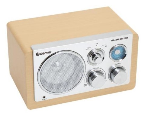 Denver TR-63LW radio Osobisty Analogowy Bambusowy, Srebrny