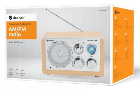 Denver TR-63LW radio Osobisty Analogowy Bambusowy, Srebrny