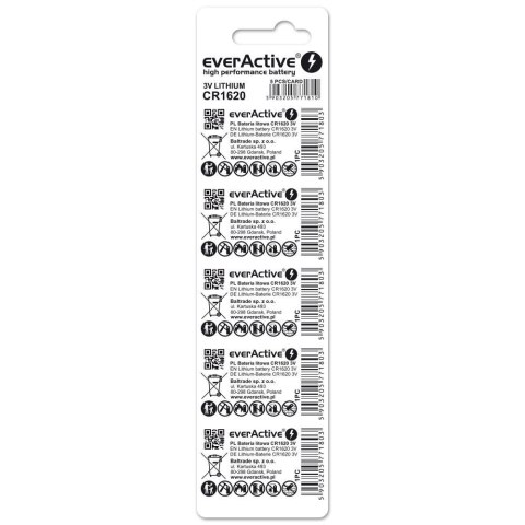 EVERACTIVE BATERIA LITOWA CR1620 BLISTER 5 SZT. CR16205BL EVERACTIVE BATERIA LITOWA CR1620 BLISTER 5 SZT. CR16205BL