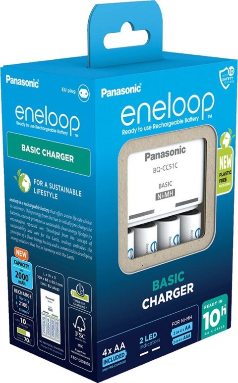 ŁADOWARKA PANASONIC BASIC + 4x AA ENELOOP 2000 mAh ŁADOWARKA PANASONIC BASIC + 4x AA ENELOOP 2000 mAh