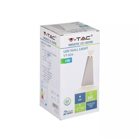 Kinkiet ścienny V-TAC VT-826 6W LED IP65 4000K 660lm (SKU 8296) Biały Kinkiet ścienny V-TAC VT-826 6W LED IP65 4000K 660lm (SKU 8296) Biały