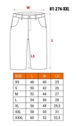 Krótkie spodenki PREMIUM, 62% bawełna, 35% poliester, 3% elastan, rozmiar XXL