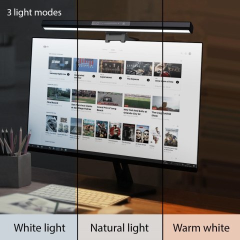 Lampka LED lightbar do komputera/monitora regulowana Maclean, 3 kolory światła, regulacja jasności, USB Type-C, 5V, MCE620 Lampka LED lightbar do komputera/monitora regulowana Maclean, 3 kolory światła, regulacja jasności, USB Type-C, 5V, MCE620