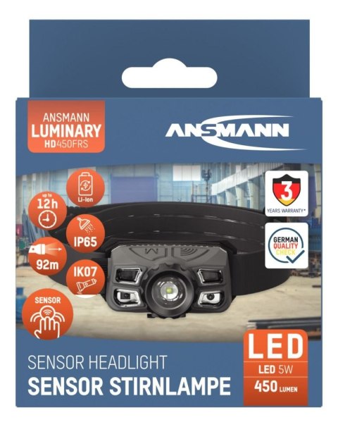 Latarka czołowa Ansmann priekiniu žibintu HD450FRS Li-Ion, USB-C 1600-0528 Latarka czołowa Ansmann priekiniu žibintu HD450FRS Li-Ion, USB-C 1600-0528