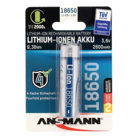 Ansmann 1307-0003 bateria do użytku domowego Bateria do ponownego naładowania 18650 Litowo-jonowa (Li-Ion) Ansmann 1307-0003 bateria do użytku domowego Bateria do ponownego naładowania 18650 Litowo-jonowa (Li-Ion)