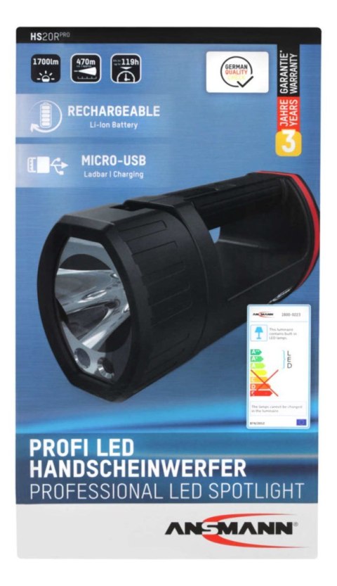Ansmann HS20R Pro LED ręczna latarka nešiojamasis prožektorius Ansmann HS20R Pro LED ręczna latarka nešiojamasis prožektorius