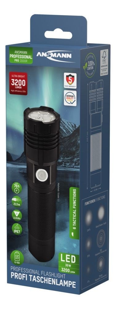 Ansmann Pro 3000R degiklio metalas, 3 x 10 W LED Ansmann Pro 3000R degiklio metalas, 3 x 10 W LED