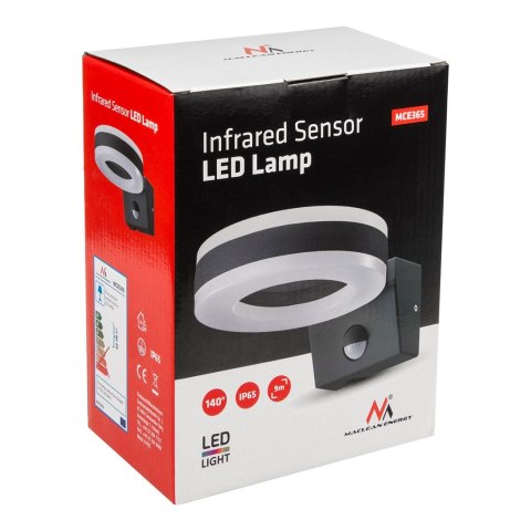 Lampa LED Maclean, ścienna, z czujnikiem PIR, PC+ALU, 20W, 1700lm, IP65, Neutral White 4000K, szara, MCE365 Lampa LED Maclean, ścienna, z czujnikiem PIR, PC+ALU, 20W, 1700lm, IP65, Neutral White 4000K, szara, MCE365