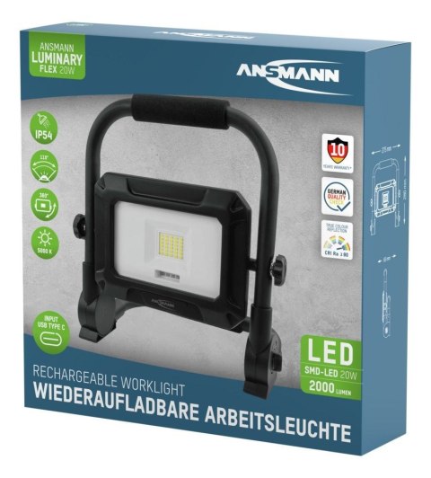 Przenośne światło przemysłowe Ansmann FL20W-R 20 W 2000 lm Daylight white Przenośne światło przemysłowe Ansmann FL20W-R 20 W 2000 lm Daylight white