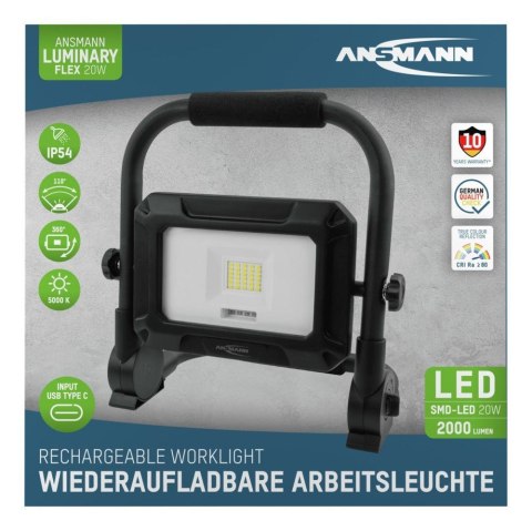 Przenośne światło przemysłowe Ansmann FL20W-R 20 W 2000 lm Daylight white Przenośne światło przemysłowe Ansmann FL20W-R 20 W 2000 lm Daylight white