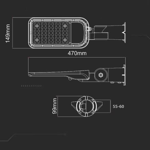 Oprawa Uliczna LED V-TAC SAMSUNG CHIP z regulacją i czujnikiem światła 50W 120Lm/W VT-59ST-S 4000K 5000lm Oprawa Uliczna LED V-TAC SAMSUNG CHIP z regulacją i czujnikiem światła 50W 120Lm/W VT-59ST-S 4000K 5000lm