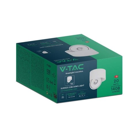 Oprawa natynkowa LED V-TAC VT-2825 20W CRI90 CCT 3000K-4000K-6400K 1408lm (SKU 23155) Biały Oprawa natynkowa LED V-TAC VT-2825 20W CRI90 CCT 3000K-4000K-6400K 1408lm (SKU 23155) Biały