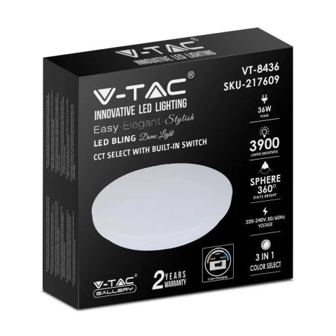 Plafon V-TAC SKU217609 VT-8436-M-N 3000K-6400K 36W Plafon V-TAC SKU217609 VT-8436-M-N 3000K-6400K 36W