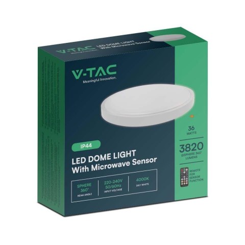 Plafon V-TAC VT-8630S natynkowy 36W LED IP44 42cm 4000K 3820lm (SKU 76651) Biały Plafon V-TAC VT-8630S natynkowy 36W LED IP44 42cm 4000K 3820lm (SKU 76651) Biały