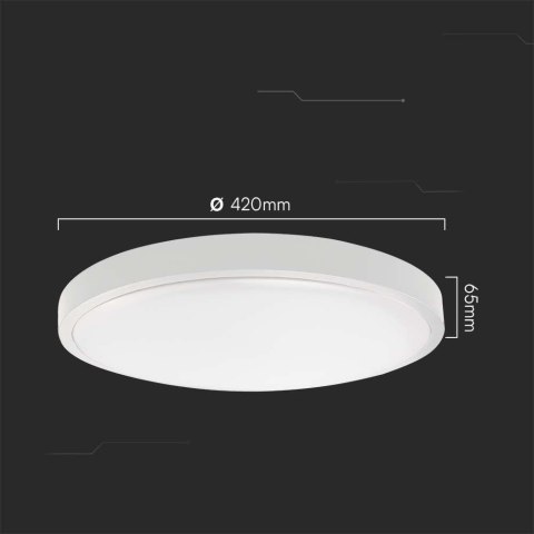 Plafon V-TAC VT-8630S natynkowy 36W LED IP44 42cm 4000K 3820lm (SKU 76651) Biały Plafon V-TAC VT-8630S natynkowy 36W LED IP44 42cm 4000K 3820lm (SKU 76651) Biały