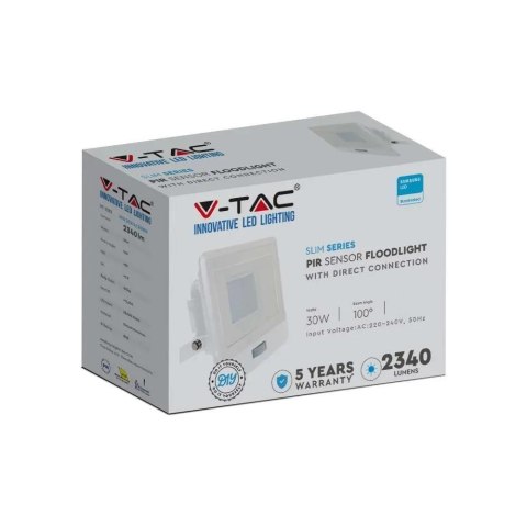 Projektor LED V-TAC VT-138S 30W SAMSUNG CHIP Czujnik ruchu 6500K 2340lm (SKU 20276) Biały Projektor LED V-TAC VT-138S 30W SAMSUNG CHIP Czujnik ruchu 6500K 2340lm (SKU 20276) Biały