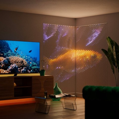 Twinkly Matrix - 480 RGB LED Lampki w kształcie pereł, przezroczysty przewód, 3.3x3.3ft typ wtyczki F Twinkly Matrix - 480 RGB LED Lampki w kształcie pereł, przezroczysty przewód, 3.3x3.3ft typ wtyczki F