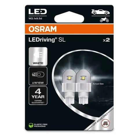 Żarówka LED (Blister 2 szt.) W16W 12V 2,1W W2,1X9,5D bez homologacji drogowej LEDriving SL, zimna biel 6000K
