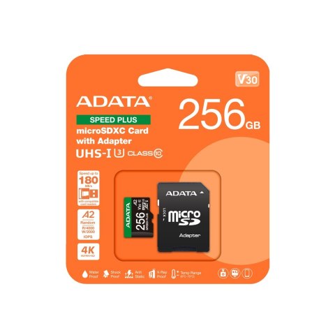 ADATA Speed Plus 256 GB MicroSDXC Klasa 10 ADATA Speed Plus 256 GB MicroSDXC Klasa 10