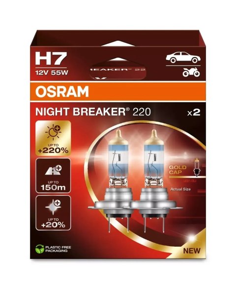 ŻARÓWKA HALOGENOWA DO SAMOCHODU OSRAM NIGHT BREAKER 220 H7 2 szt.