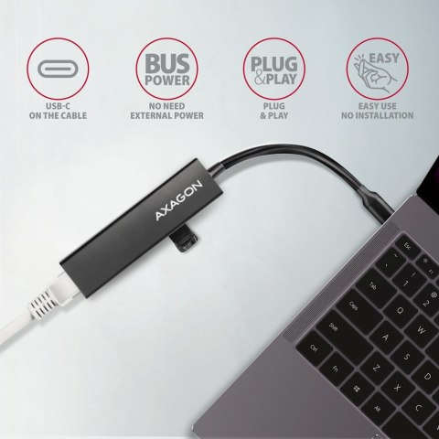 Axagon HMC-GL3A USB-C-Hub 3x USB-A Gbit-LAN schwarz USB 3.2 Gen 1 (3.1 Gen 1) Type-C 5000 Mbit/s Czarny Axagon HMC-GL3A USB-C-Hub 3x USB-A Gbit-LAN schwarz USB 3.2 Gen 1 (3.1 Gen 1) Type-C 5000 Mbit/s Czarny