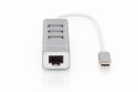 Digitus 3-portowy hub USB 2.0 i adapter LAN Fast Ethernet ze złączem Type-C™