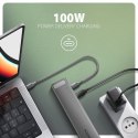 Koncentrator wieloportowy AXAGON HMC-10HLS, 4x USB-A i 2x USB-C, HDMI 4K/60Hz, RJ-45, SD/microSD, PD 100W