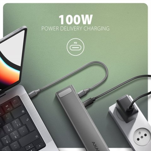 Koncentrator wieloportowy AXAGON HMC-10HLS, 4x USB-A i 2x USB-C, HDMI 4K/60Hz, RJ-45, SD/microSD, PD 100W Koncentrator wieloportowy AXAGON HMC-10HLS, 4x USB-A i 2x USB-C, HDMI 4K/60Hz, RJ-45, SD/microSD, PD 100W