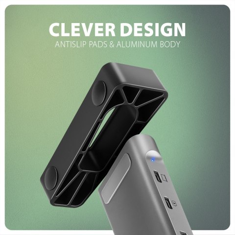 Koncentrator wieloportowy AXAGON HMC-10HLS, 4x USB-A i 2x USB-C, HDMI 4K/60Hz, RJ-45, SD/microSD, PD 100W Koncentrator wieloportowy AXAGON HMC-10HLS, 4x USB-A i 2x USB-C, HDMI 4K/60Hz, RJ-45, SD/microSD, PD 100W