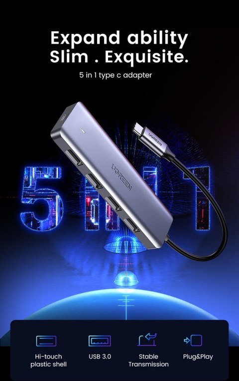 Ugreen 70336 huby i koncentratory USB 3.2 Gen 1 (3.1 Gen 1) Type-C 5000 Mbit/s